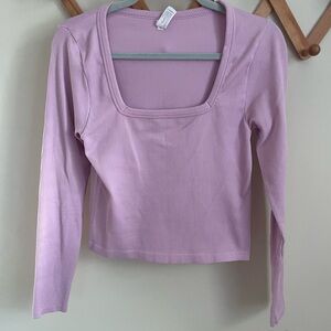 Lavender Long Sleeve Square Neck Top
